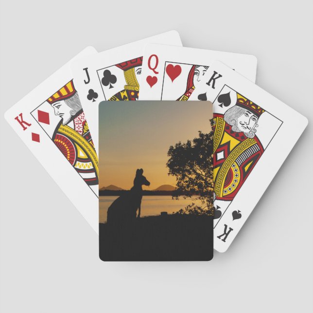 Kangaroo Golden Sunset Black Silhouette Australien Casinokort (Baksidan)