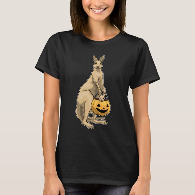 Kangaroo Halloween Pumpkin T Shirt (Framsida)
