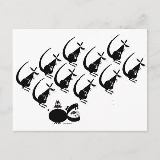 Kangaroo hoppade över hippo vykort