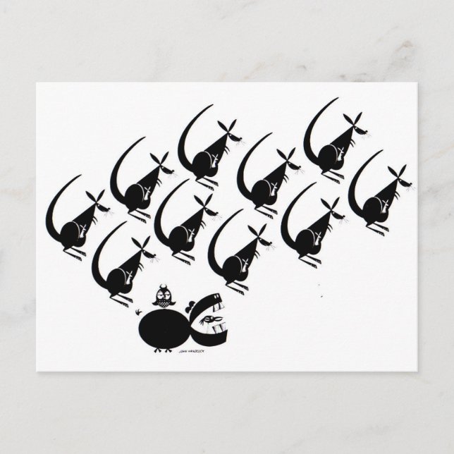 Kangaroo hoppade över hippo vykort (Framsida)