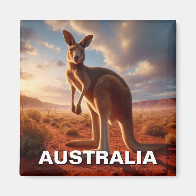 Kangaroo i Outback Australia Magnet (Framsidan)