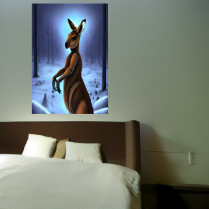 Kangaroo i snö   AI Art Poster