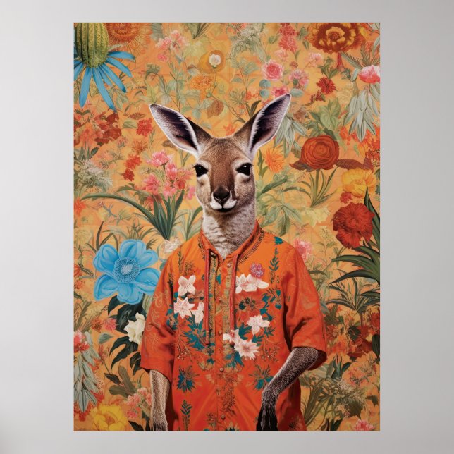 Kangaroo i trädgården poster (Framsidan)