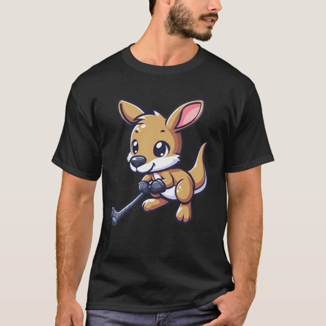 Kangaroo Ice Hockey Player - Funny design T Shirt (Framsida)