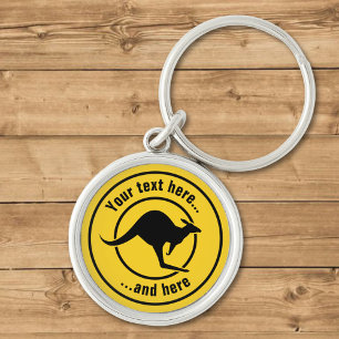 Kangaroo Icon Rund Silverfärgad Nyckelring