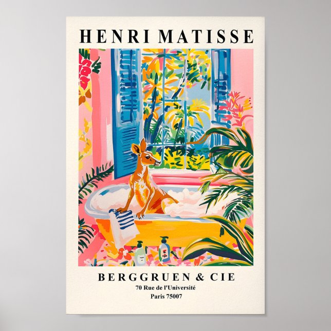 Kangaroo in Bathtub Art Print, Dopamin Art, funny Poster (Framsidan)