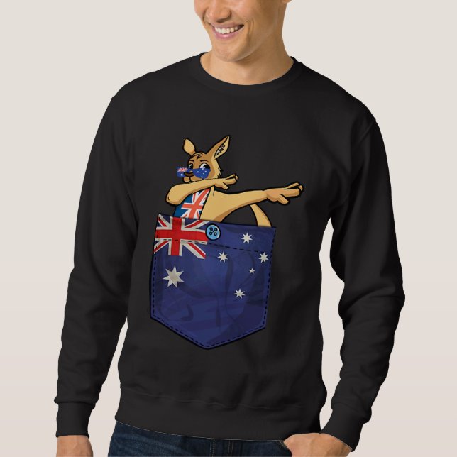 Kangaroo In Your Pocket Australia Flag  Australia Lång Ärmad Tröja (Framsida)