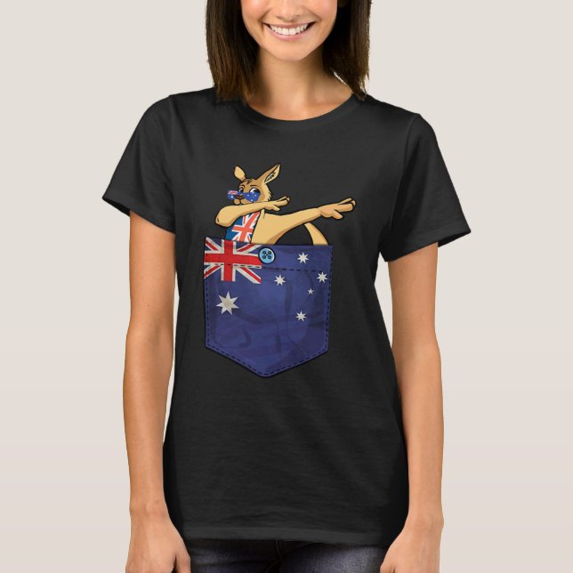 Kangaroo In Your Pocket Australia Flag  Australia T Shirt (Framsida)
