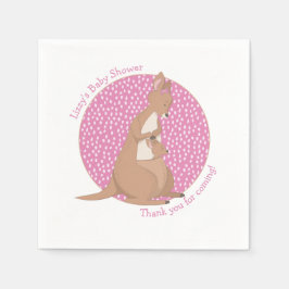 Kangaroo Joey Girl Rosa and Brown Baby Shower Pappersservett