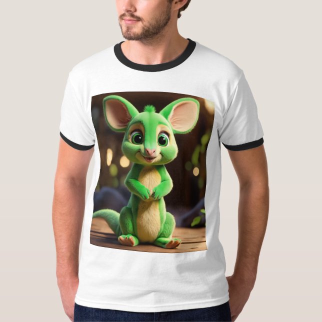 "Kangaroo Joyride: Playful Kangaroo Jumping Over T Shirt (Framsida)