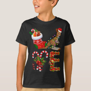Kangaroo jul Ljus Led Funny Santa Hat Chri T Shirt