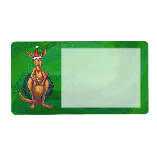 Kangaroo-jul på målad Grönt Bakåt Fraktsedel (Framsidan)