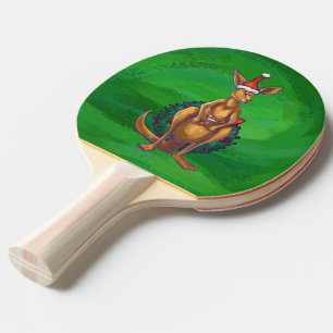 Kangaroo-jul på målad Grönt Bakåt Pingisracket