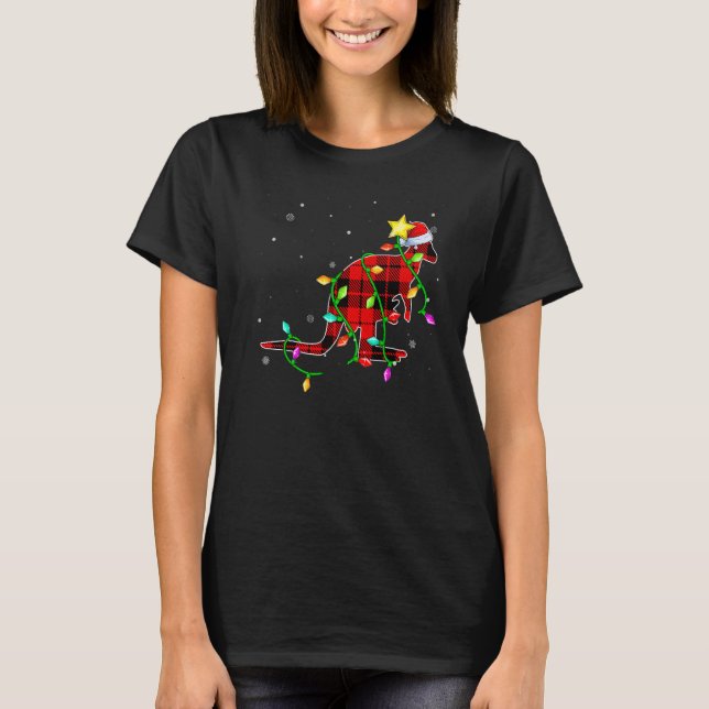 Kangaroo jul Santa Hat Julafton Ljus Helgdag T Shirt (Framsida)