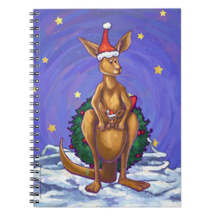 Kangaroo jul Starry Night Anteckningsbok Med Spiral