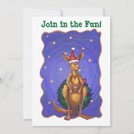 Kangaroo jul Starry Night Inbjudningar