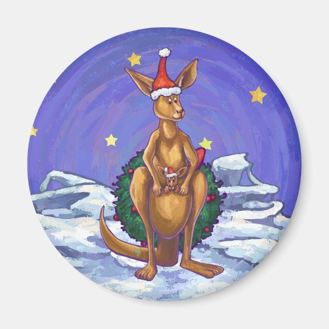 Kangaroo jul Starry Night Magnet (Framsidan)