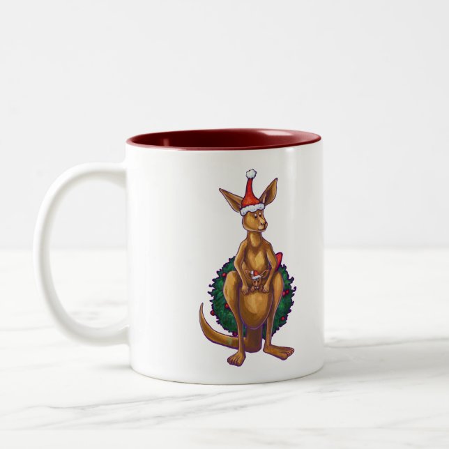 Kangaroo jul Starry Night Två-Tonad Mugg (Vänster)