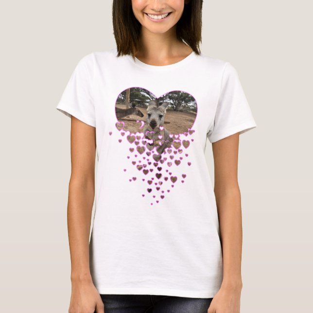 Kangaroo kärlek hjärta t shirt (Framsida)
