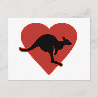 Kangaroo Kärlek Red Heart Vykort