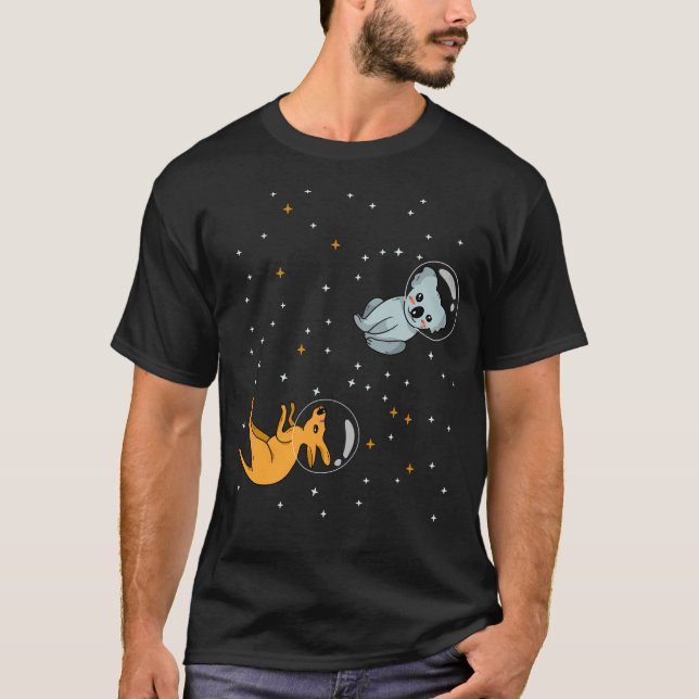 Kangaroo Koala Australien Astronaut Space T Shirt (Framsida)
