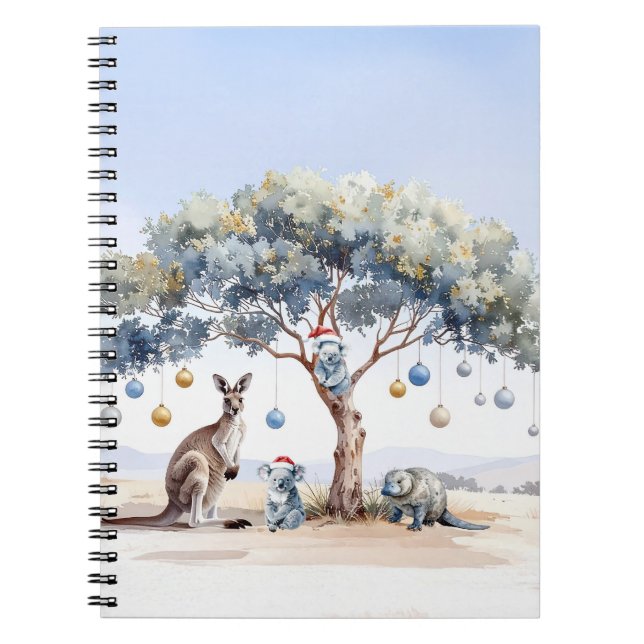 Kangaroo Koalas Platypus jul Gumtree Baubles Anteckningsbok (Framsidan)