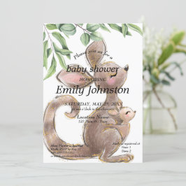 Kangaroo Kute Neutral Baby Shower för färgmålat lj Inbjudningar