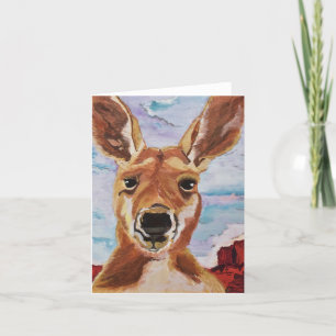Kangaroo - Liten - 4 tum x 5,6 tum - Vågrät Tack Kort