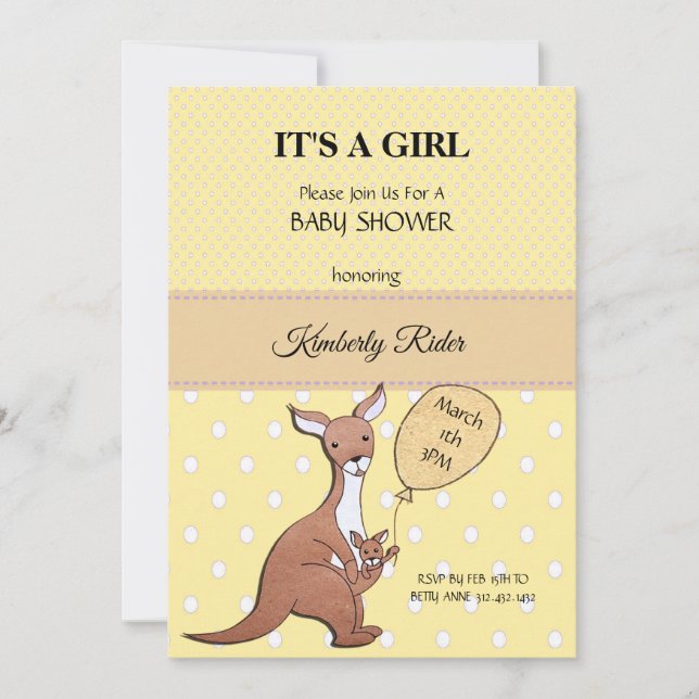 Kangaroo Mamma Baby Shower-inbjudan Inbjudningar (Framsida)