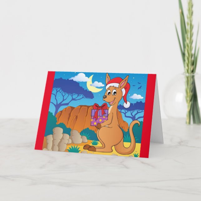 Kangaroo-mappat Helgdag-kort för jultomte Helgkort (Framsida)