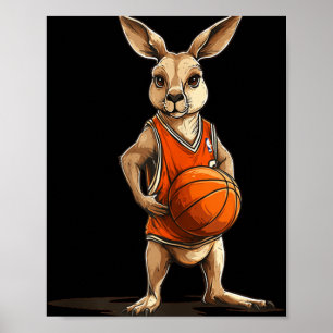 Kangaroo med basketboll för människa och poster