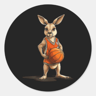 Kangaroo med basketboll för människa och runt klistermärke