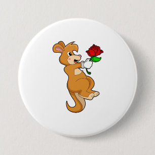Kangaroo med blomma knapp