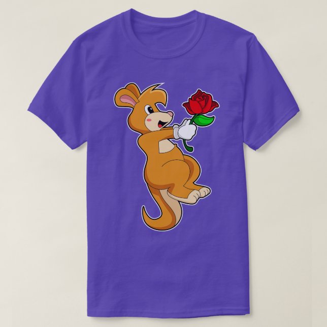 Kangaroo med blomma t shirt (Design framsida)