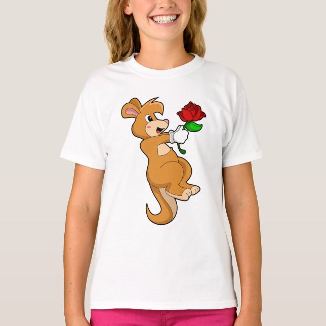 Kangaroo med blomma t shirt (Framsida)
