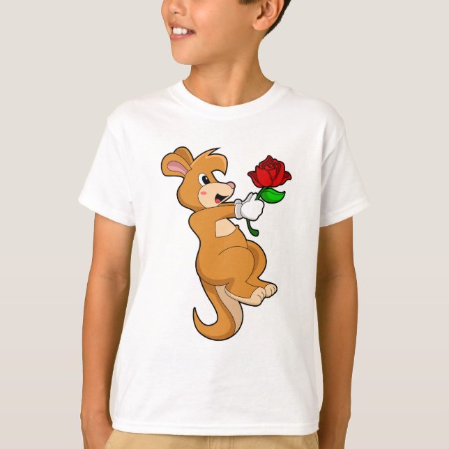 Kangaroo med blomma t shirt (Framsida)