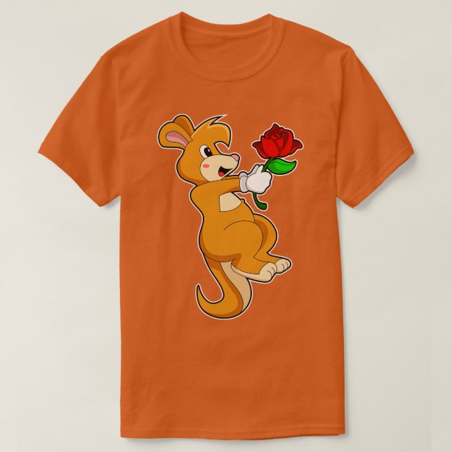 Kangaroo med blomma t shirt (Design framsida)