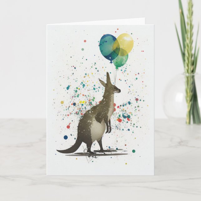 Kangaroo med hälsningskort för ballonger kort (Framsida)