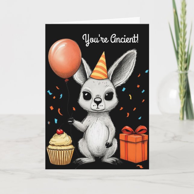 Kangaroo med Party Hat Vector Kort (Framsida)