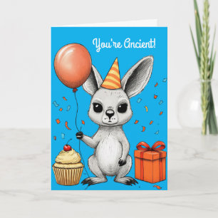 Kangaroo med Party Hat Vector Kort