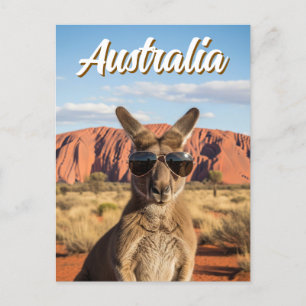 Kangaroo med solglasögon i Uluru Australia Vykort