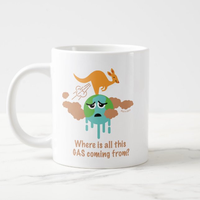 Kangaroo Metane Fart Jumbo Mugg (Vänster)