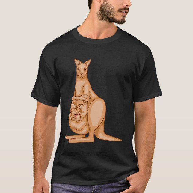 kangaroo mother with family for men women children t shirt (Framsida)