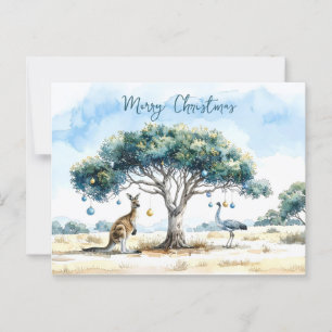 Kangaroo och Emu Gumtree Julbbler Vykort