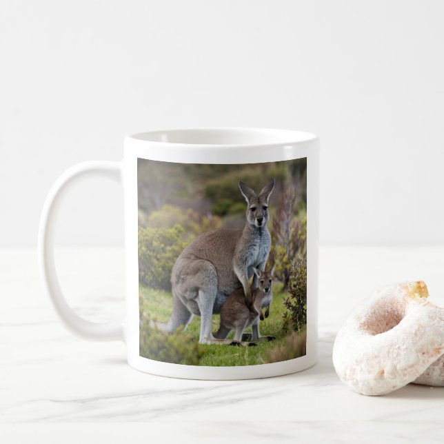 Kangaroo och Joey Kaffemugg (Med munk)