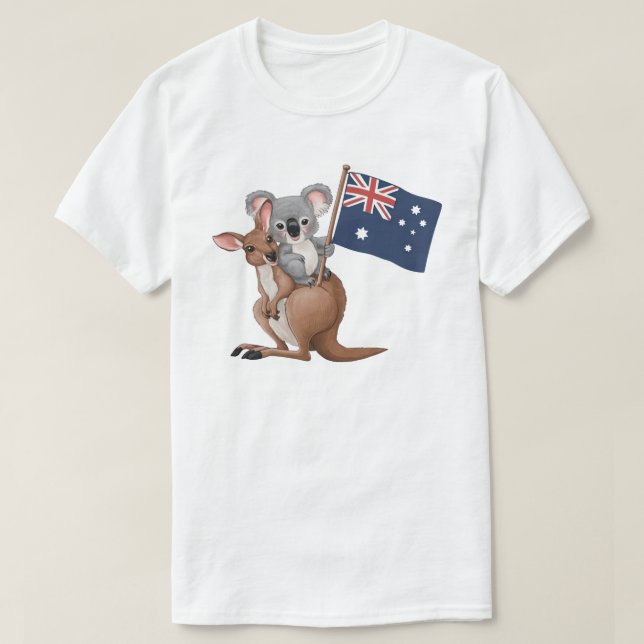 Kangaroo och Koala White T Shirt (Design framsida)
