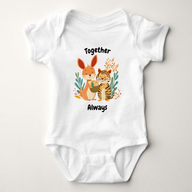Kangaroo och Tiger - Cute Animals T Shirt (Framsida)