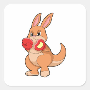 Kangaroo på Boxing med Boxing handskar Fyrkantigt Klistermärke