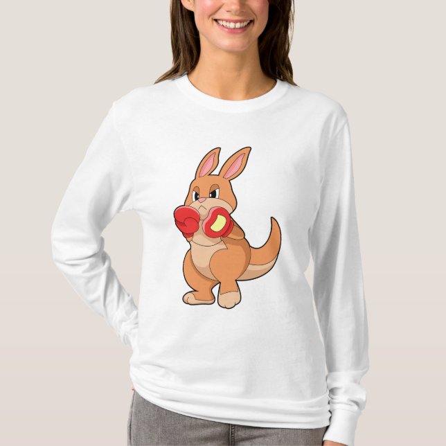 Kangaroo på Boxing med Boxing handskar T Shirt (Framsida)