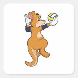 Kangaroo på Volleyball Sports Fyrkantigt Klistermärke